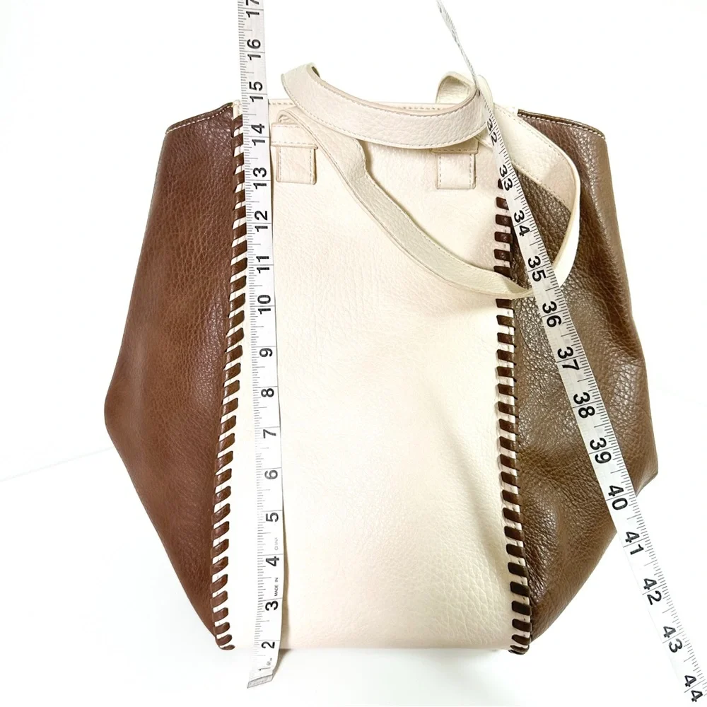 Anthropologie Two Tone Satchel in Cream NWT